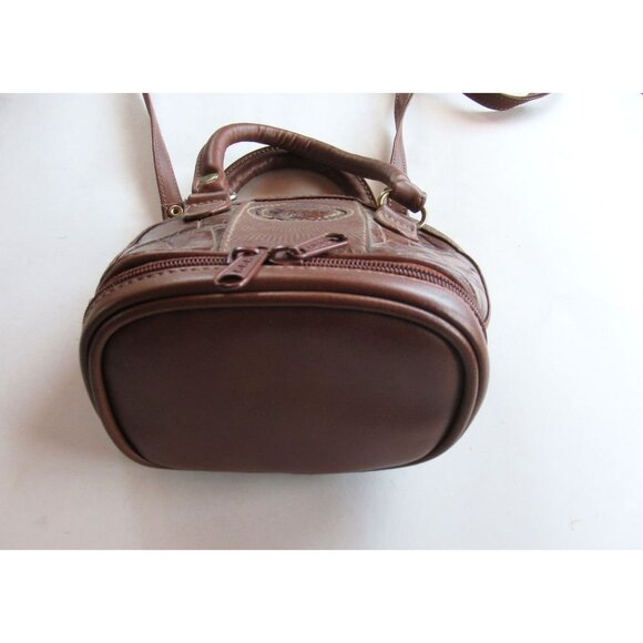 MODA Brand Women Bag Small Crossbody Handles Semicircular Brown Faux Crocodile - Picture 8 of 16